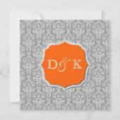 Grijs en oranje huwelijksuitnodiging kaart (Achterkant)