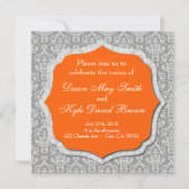 Grijs en oranje huwelijksuitnodiging kaart (Voorkant)