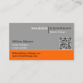 Grijs en Oranje QR Corporate Visitekaartje (Voorkant)