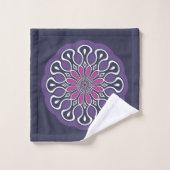 Grijs en Paars Abstract Modern Mandala Bad Handdoek (Wasdoekje)