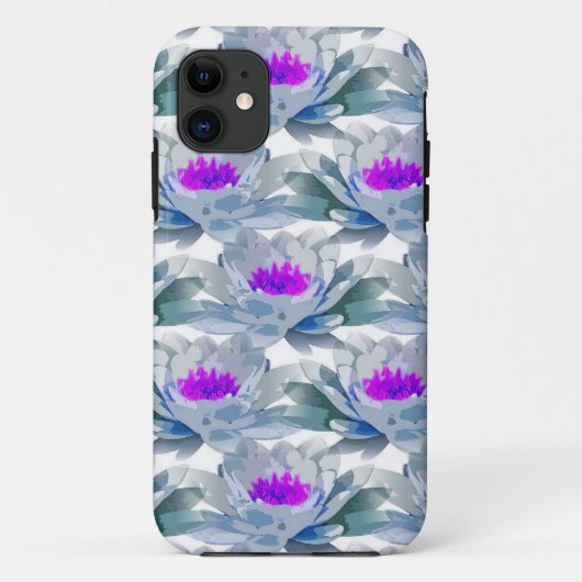 Grijs en paars bloemen patroon Case-Mate iPhone case (Achterkant)