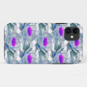 Grijs en paars bloemen patroon Case-Mate iPhone case (Achterkant (horizontaal))