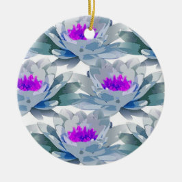 Grijs en paars bloemen patroon keramisch ornament