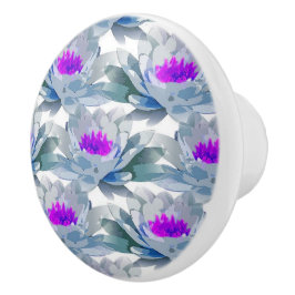 Grijs en paars bloemen patroon keramische knop