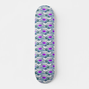 Grijs en paars bloemen patroon persoonlijk skateboard