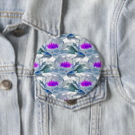Grijs en paars bloemen patroon ronde button 4,0 cm