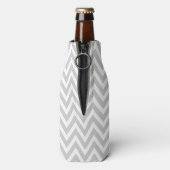 Grijs en Paars Chevron Monogram Flesjeskoeler (Fles Achterkant)