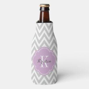 Grijs en Paars Chevron Monogram Flesjeskoeler
