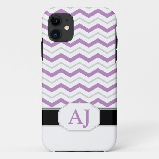 Grijs en Paars Chevron Monogram iPhone 5 Hoesje (Achterkant)