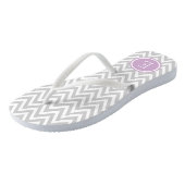 Grijs en Paars Chevron Monogram Teenslippers (Schuin)
