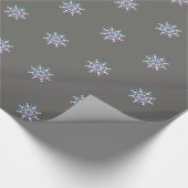 Grijs en paars sneeuwvlokontwerp cadeaupapier (Hoek)
