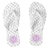 Grijs en Paars Trellis Monogram Teenslippers (Voetbed)