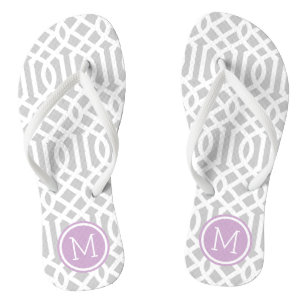 Grijs en Paars Trellis Monogram Teenslippers