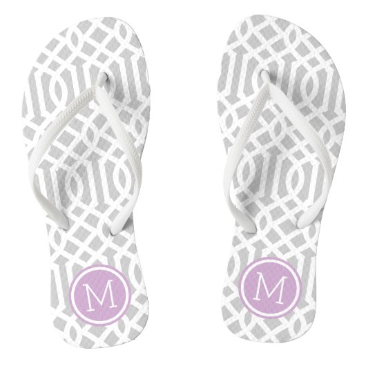 Grijs en Paars Trellis Monogram Teenslippers (Voetbed)