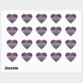 Grijs en Paarse Bruiloft Damask Hart Sticker (Vel)