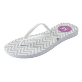 Grijs en Paarse Chevrons Monogram Teenslippers (Schuin)