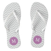 Grijs en Paarse Chevrons Monogram Teenslippers (Voetbed)