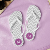 Grijs en Paarse Chevrons Monogram Teenslippers