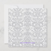 Grijs en Paarse Damask Baby Girl Shower Kaart (Achterkant)