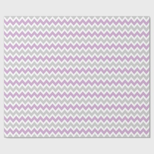 Grijs en Paarse Zigzag Chevron Stripes Cadeaupapier (Vlak)