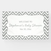 Grijs en pastel Roze Baby shower Spandoek (Horizontaal)