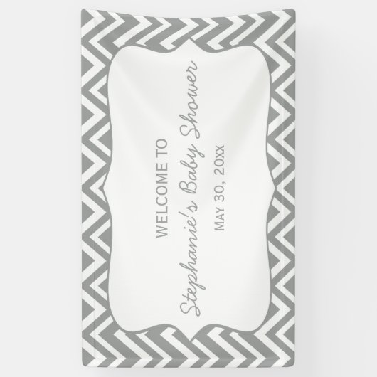 Grijs en pastel Roze Baby shower Spandoek (Verticaal)