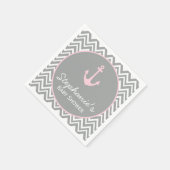 Grijs en pastel Roze Chevron Nautisch Baby shower Servetten (Hoek)
