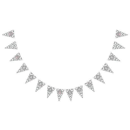 Grijs en pastel Roze Chevron Nautisch Baby shower Vlaggetjes (Alle)