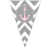 Grijs en pastel Roze Chevron Nautisch Baby shower Vlaggetjes (Eerste vlag)