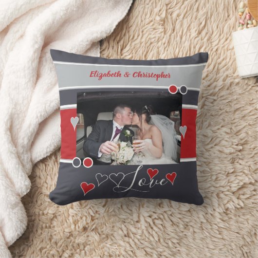Grijs en rode verjaardag met foto kussen (Deken)