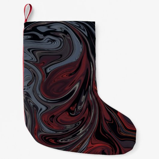 Grijs en rood abstract schilderij kleine kerstsok (Voorkant)
