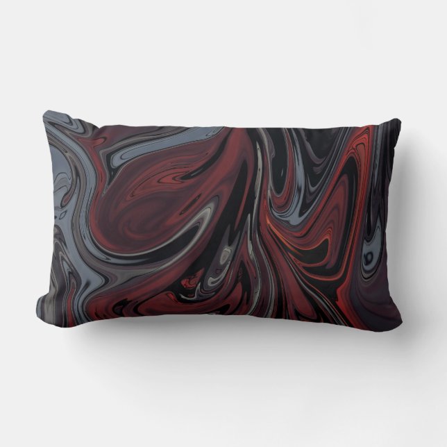 Grijs en rood abstract schilderij kussen (Voorkant)