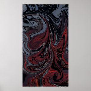 Grijs en rood abstract schilderij poster