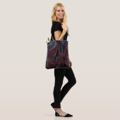Grijs en rood abstract schilderij tote bag (Op model)