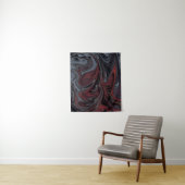 Grijs en rood abstract schilderij wandkleed (In situ)