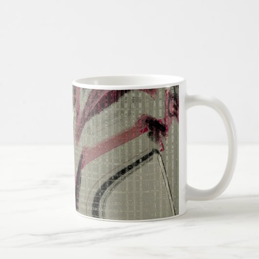 Grijs- en rood abstracte kunst koffiemok (Rechts)