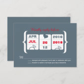 Grijs en rood antwoordkaart voor een trouwerij in  RSVP kaartje (Voorkant / Achterkant)