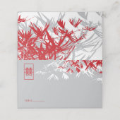 Grijs en rood bamboe vertrekt dubbelzijdig Chinees Plaatskaartje (Buitenkant ongevouwen)
