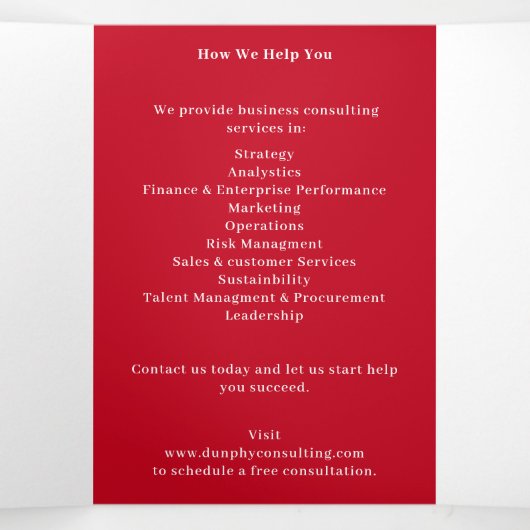 Grijs en Rood Bedrijf Tri Fold Brochure Drieluik Kaart (Binnenkant midden)