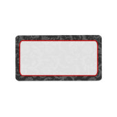 Grijs en Rood Bloemen Damast Retouradres Label (Voorkant)