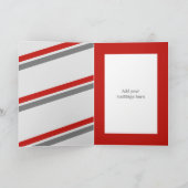 Grijs en rood foto en naam van kinderen kaart (Binnen)