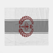 Grijs en rood gestreepte koninginnebij fleece deken (Voorkant (Horizontaal))