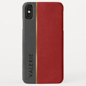 Grijs en rood  kunstleder Case-Mate iPhone case (Achterkant)