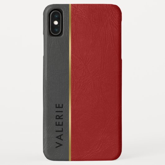 Grijs en rood  kunstleder Case-Mate iPhone case (Achterkant)