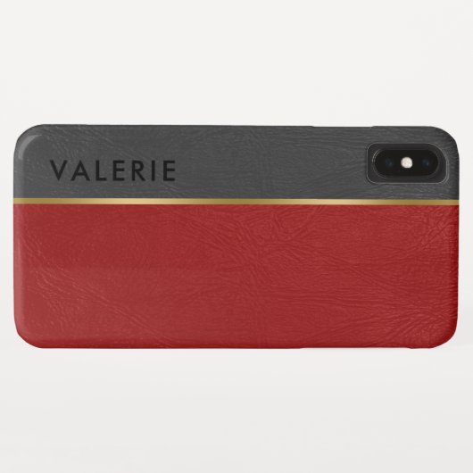 Grijs en rood  kunstleder Case-Mate iPhone case (Achterkant (horizontaal))