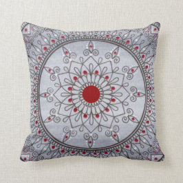  grijs en rood Mandala met hand getekend Kussen