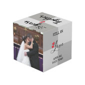 Grijs en rood met namen en foto's kubus (Achter hoekig)