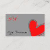 Grijs en Rood Prachtig Hart met Monogram Cute Visitekaartje (Voorkant)