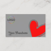 Grijs en Rood Prachtige Hartwurgen Modern met Logo Visitekaartje (Voorkant)