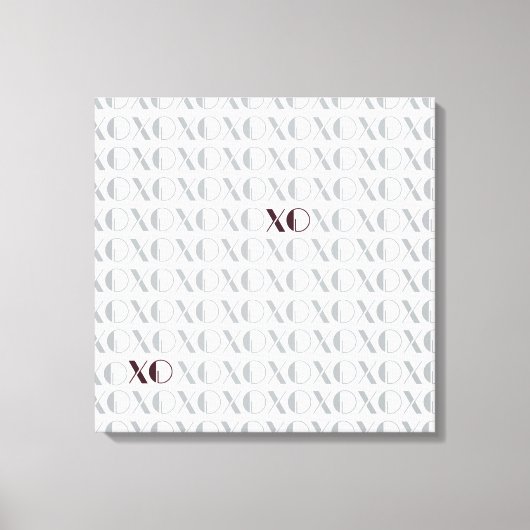Grijs en Rood XOXO Canvas Afdruk (Voorkant)